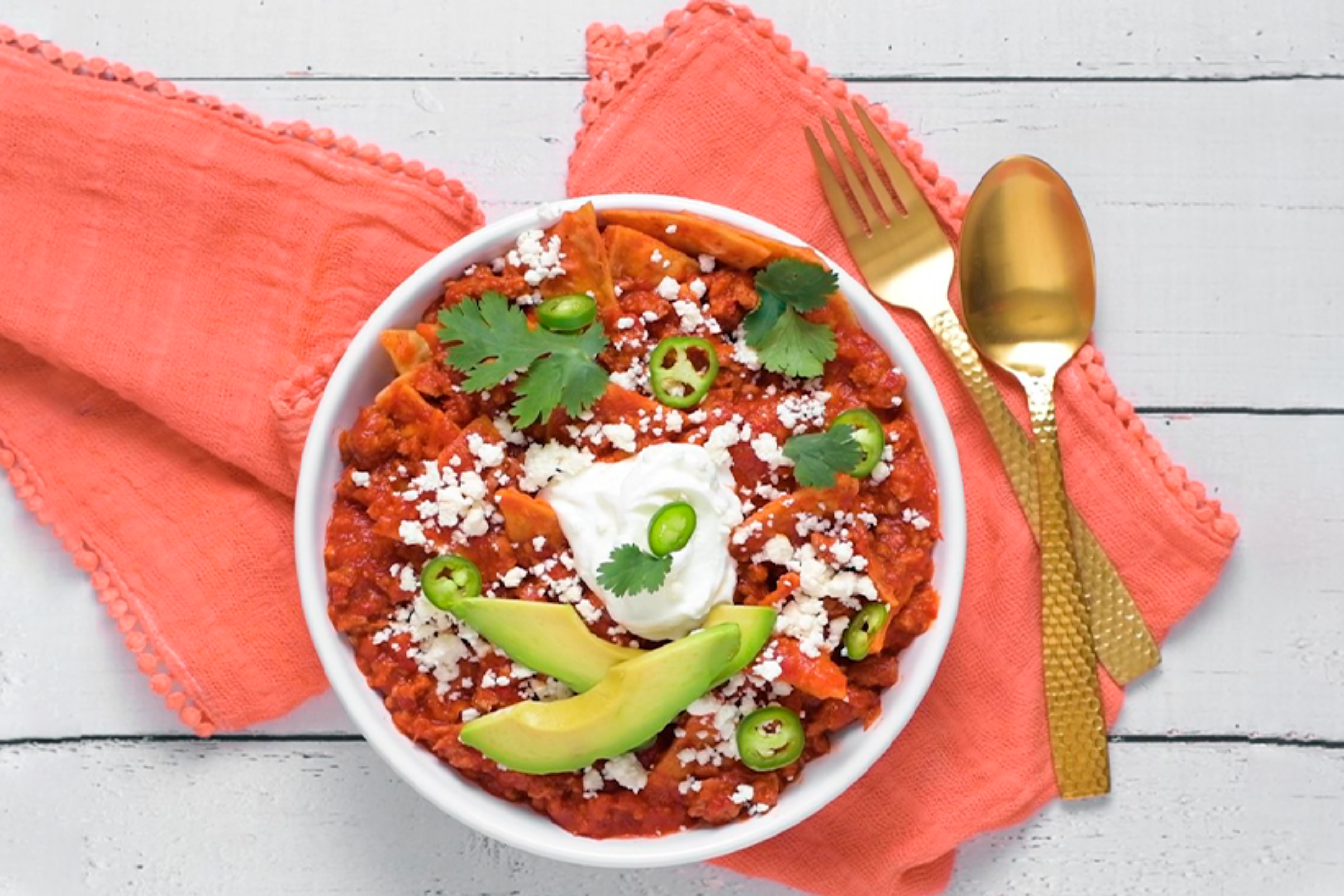 Chilaquiles con chirizo de lomo de cerdo de productps chata