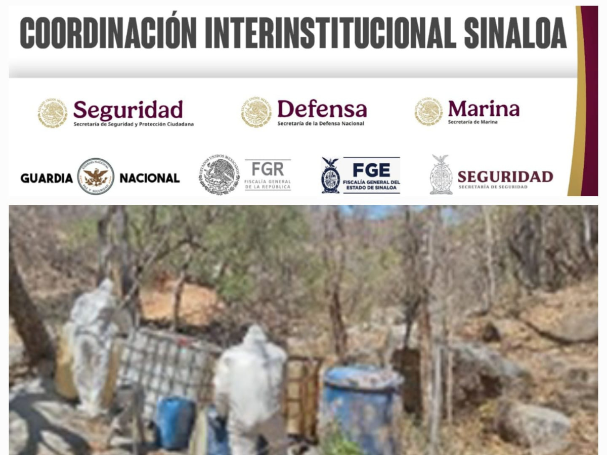 Ejército y Marina desmantelan 13 laboratorios clandestinos en Culiacán y Cosalá, asegurando químicos y equipo usado en la fabricación de drogas sintéticas.