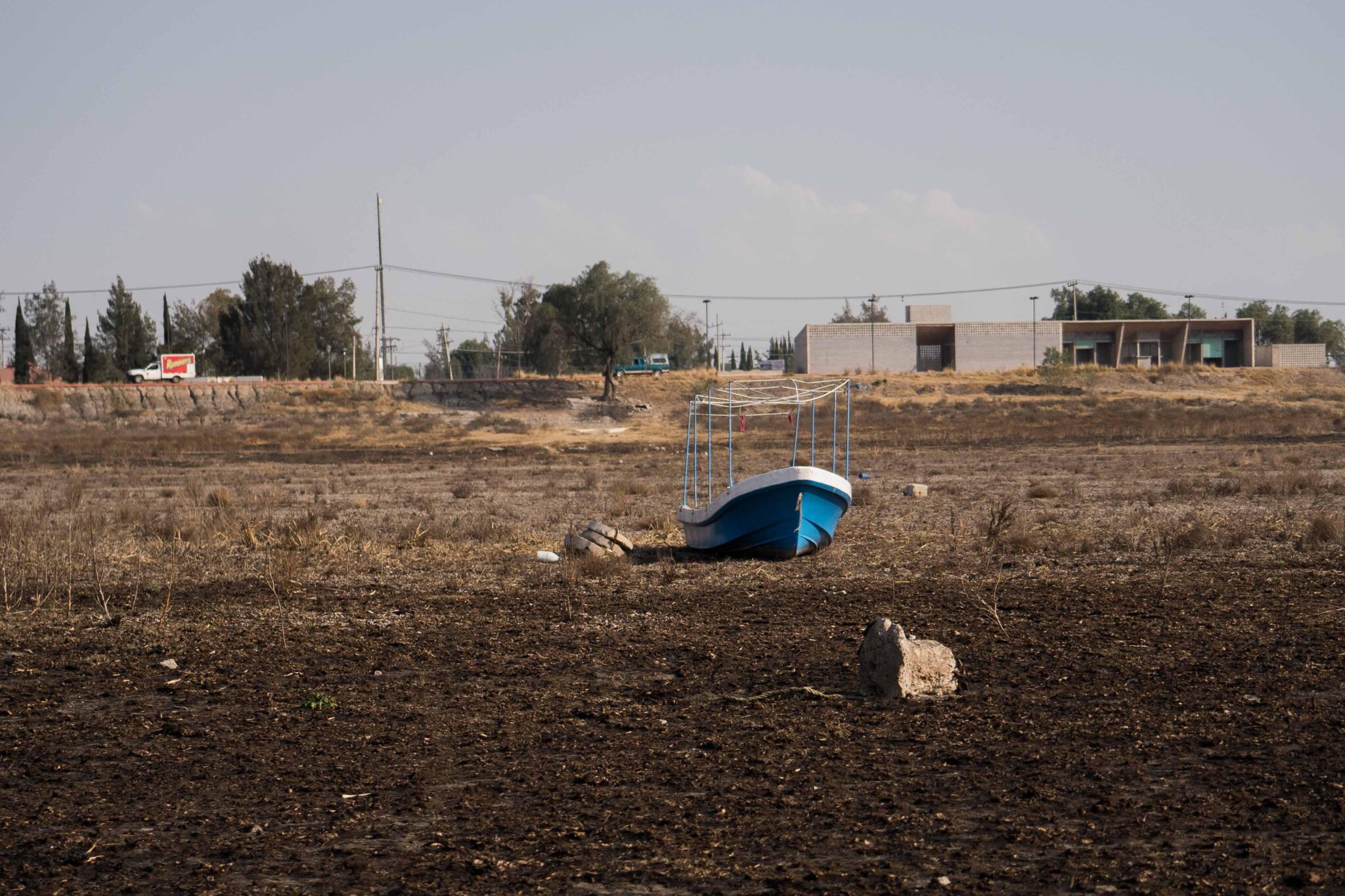 Laguna de Zumpango en el Estado de México en 2024. Este embalse recibe agua de las presas afectadas por la sequía.